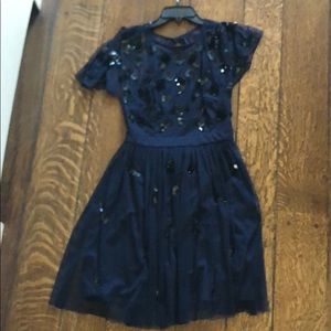 Navy blue backless dress